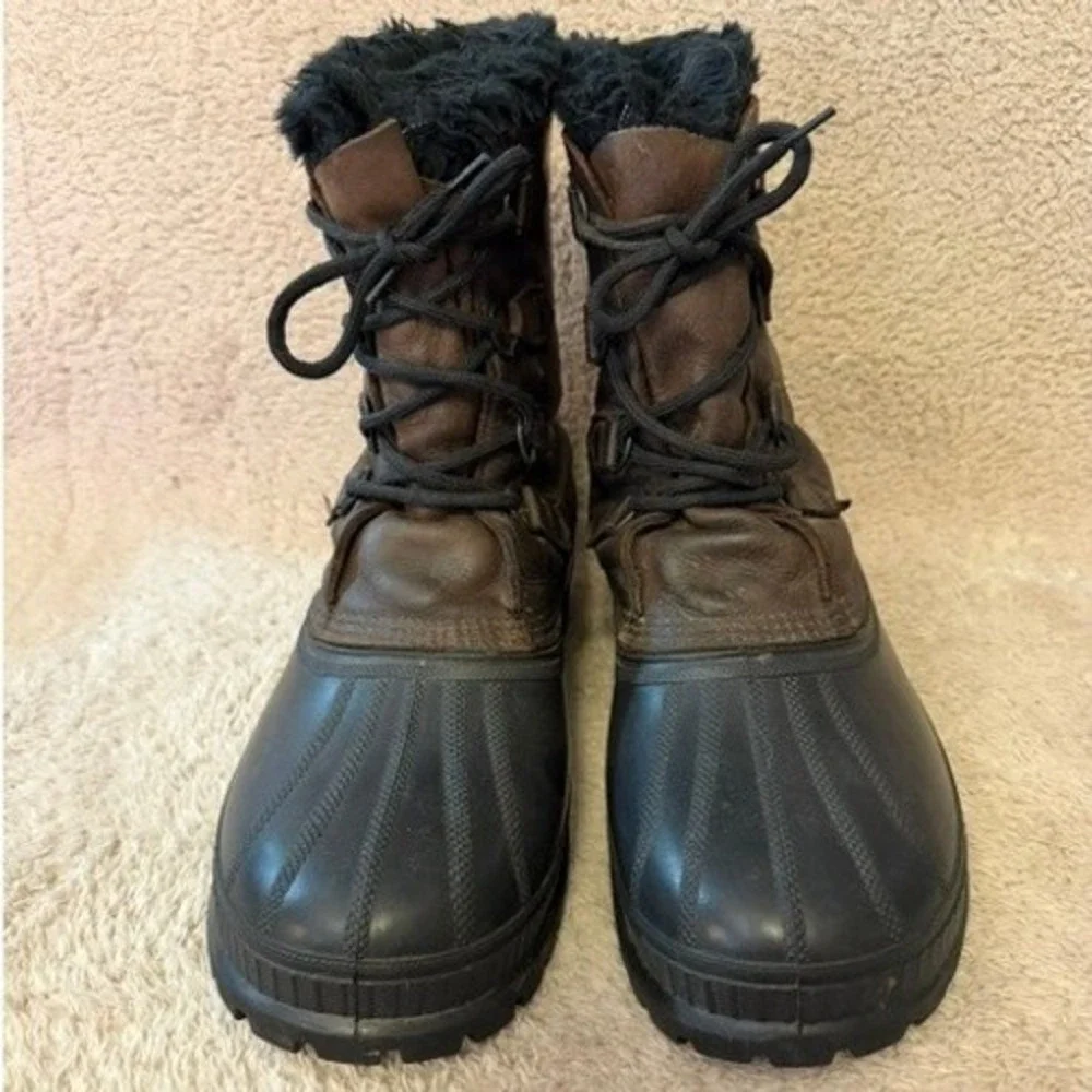 Sorel Caribou Mens Brown Leather Waterproof Winter Snow Boots Made in Canada 13